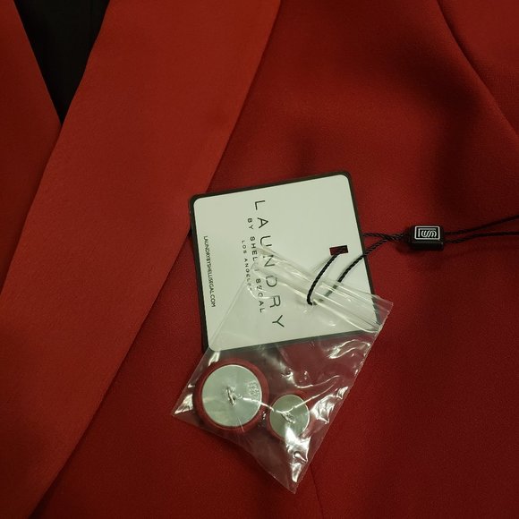 Laundry blazer Shelli Segal Red size 12 Blazer Satin Ruffle nwt - Picture 9 of 10